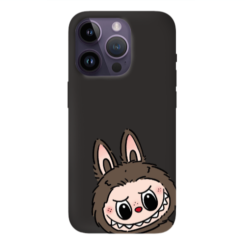 Apple iPhone 14 Pro Max Labubu7 Black Colored Silicone TPU Θήκη