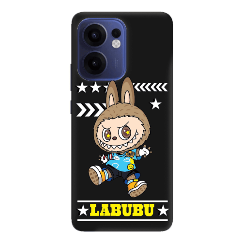 Oppo Reno 13 F Labubu4 Black Colored Silicone TPU Θήκη