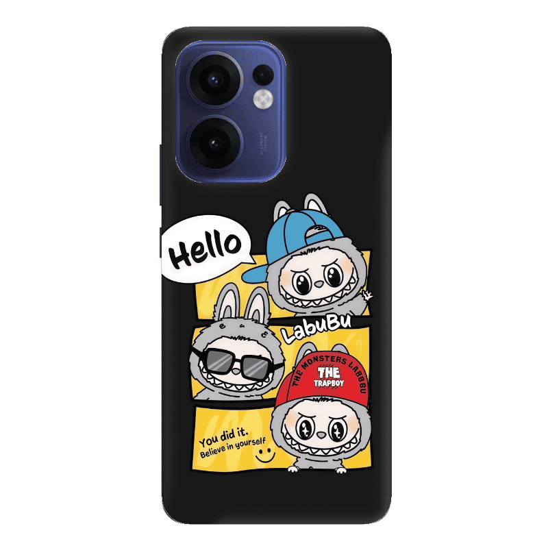Oppo Reno 13 F Labubu3 Black Colored Silicone TPU Θήκη