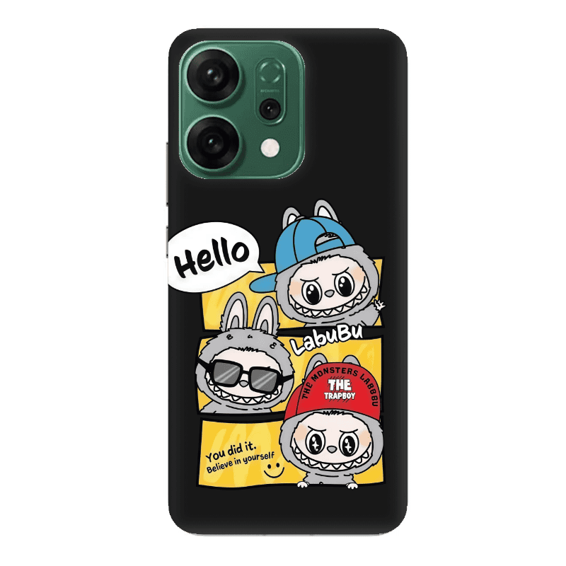 Oppo RENO 14 Labubu3 Black Colored Silicone TPU Θήκη