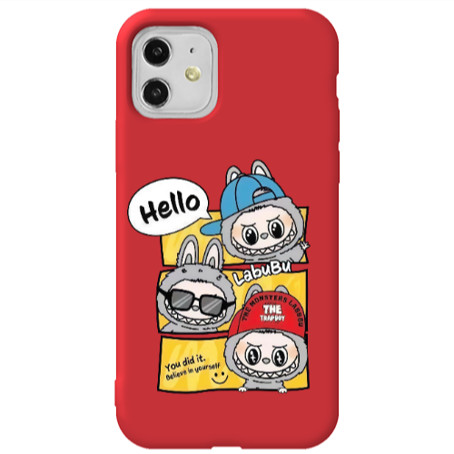 Apple iPhone 11  Labubu3 Red Colored Silicone TPU Θήκη