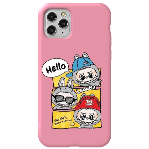 Apple iPhone 11 Pro Labubu3 Pink Colored Silicone TPU Θήκη