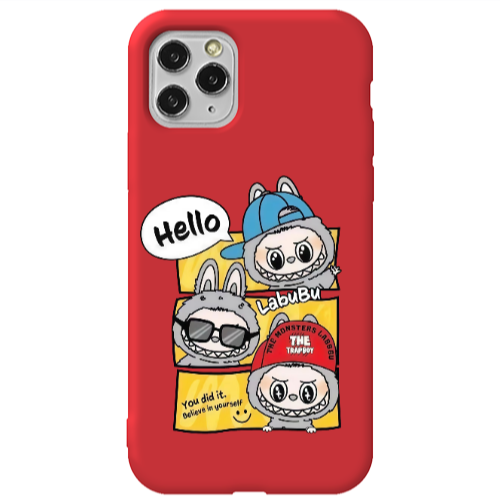 Apple iPhone 11 Pro Labubu3 Red Colored Silicone TPU Θήκη