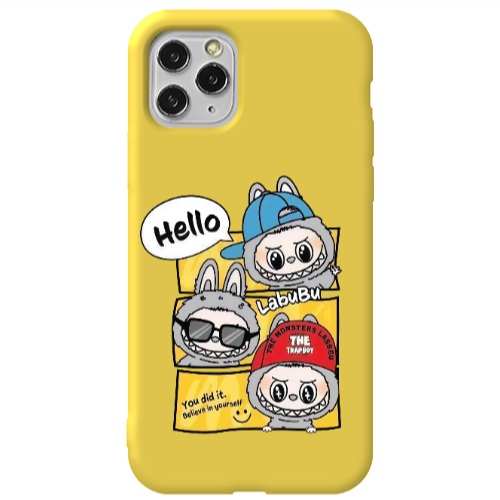 Apple iPhone 11 Pro Labubu3 Yellow Colored Silicone TPU Θήκη