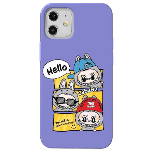 Apple iPhone 12 Labubu3 Purple Colored Silicone TPU Θήκη