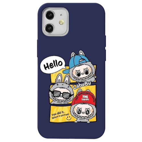 Apple iPhone 12 Labubu3 Dark blue Colored Silicone TPU Θήκη