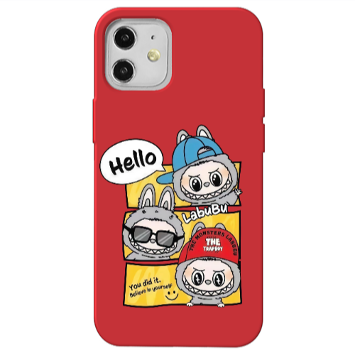 Apple iPhone 12 Labubu3 Red Colored Silicone TPU Θήκη