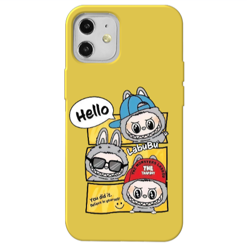 Apple iPhone 12 Labubu3 Yellow Colored Silicone TPU Θήκη