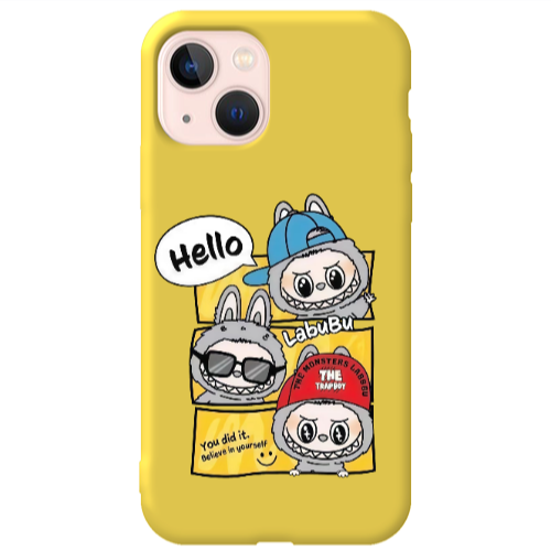 Apple iPhone 13 Labubu3 Yellow Colored Silicone TPU Θήκη