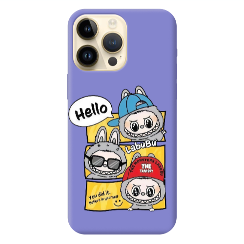 Apple iPhone 13 Pro Max Labubu3 Purple Colored Silicone TPU Θήκη