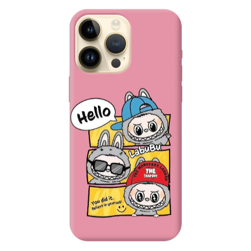 Apple iPhone 13 Pro Max Labubu3 Pink Colored Silicone TPU Θήκη
