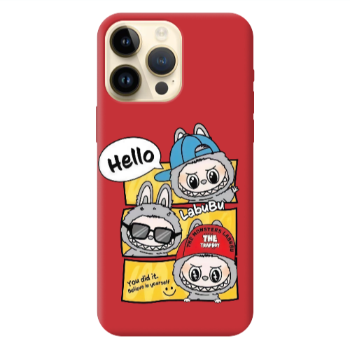 Apple iPhone 13 Pro Max Labubu3 Red Colored Silicone TPU Θήκη
