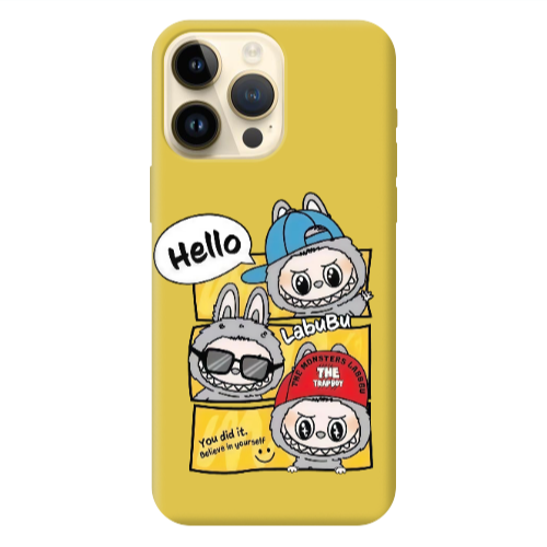 Apple iPhone 13 Pro Max Labubu3 Yellow Colored Silicone TPU Θήκη