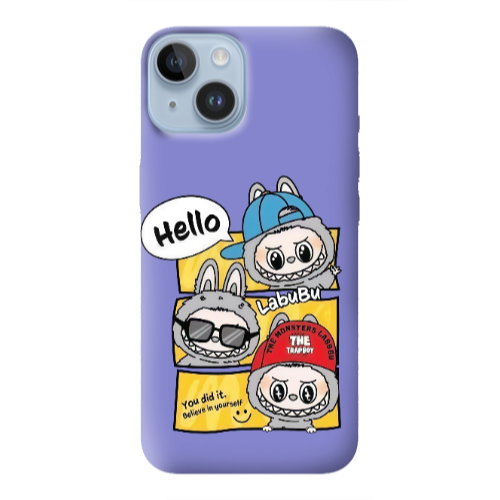 Apple iPhone 14  Labubu3 Purple Colored Silicone TPU Θήκη