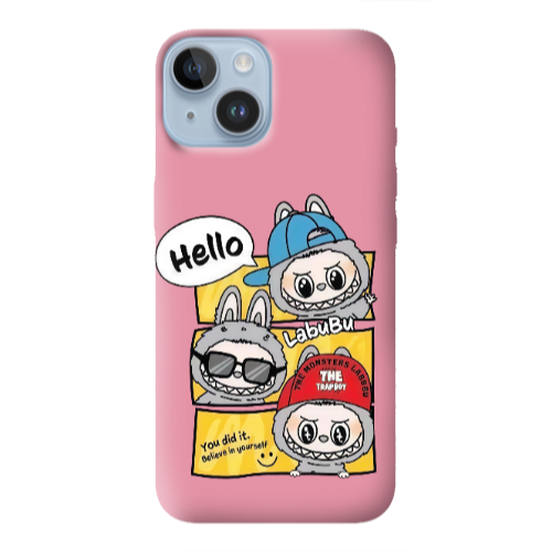 Apple iPhone 14  Labubu3 Pink Colored Silicone TPU Θήκη