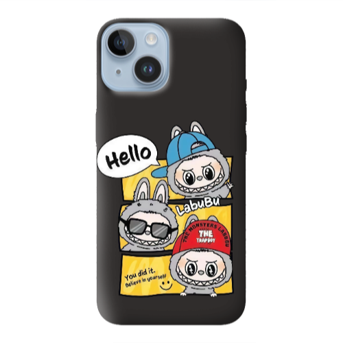 Apple iPhone 14  Labubu3 Black Colored Silicone TPU Θήκη