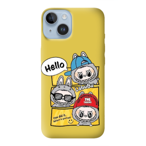 Apple iPhone 14 Plus Labubu3 Yellow Colored Silicone TPU Θήκη