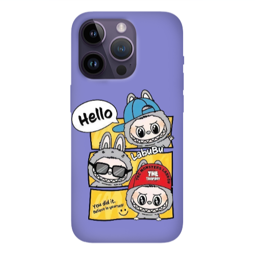 Apple iPhone 14 Pro  Labubu3 Purple Colored Silicone TPU Θήκη