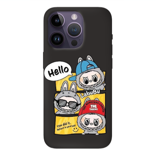 Apple iPhone 14 Pro  Labubu3 Black Colored Silicone TPU Θήκη