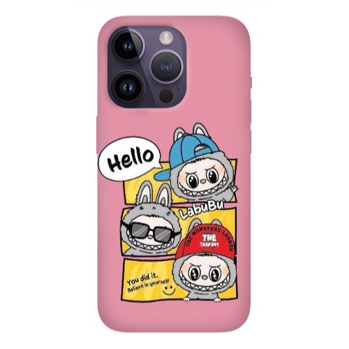 Apple iPhone 14 Pro Max Labubu3 Pink Colored Silicone TPU Θήκη