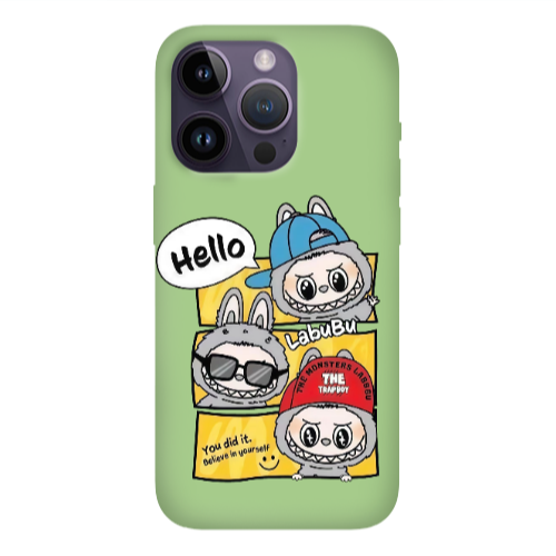 Apple iPhone 14 Pro Max Labubu3 Light Green Colored Silicone TPU Θήκη