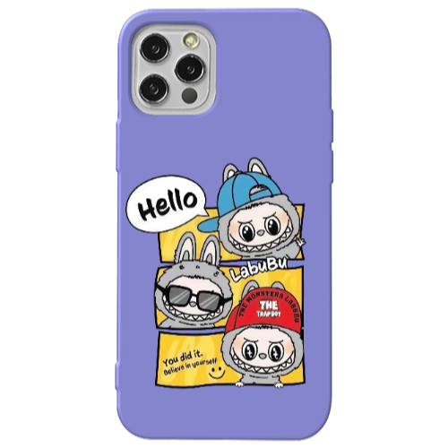 Apple iPhone 13 Pro Labubu3 Purple Colored Silicone TPU Θήκη