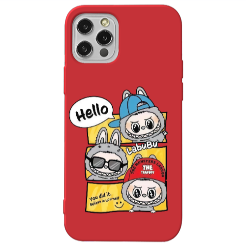 Apple iPhone 13 Pro Labubu3 Red Colored Silicone TPU Θήκη