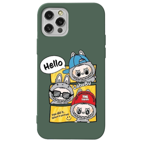 Apple iPhone 13 Pro Labubu3 Dark Green Colored Silicone TPU Θήκη