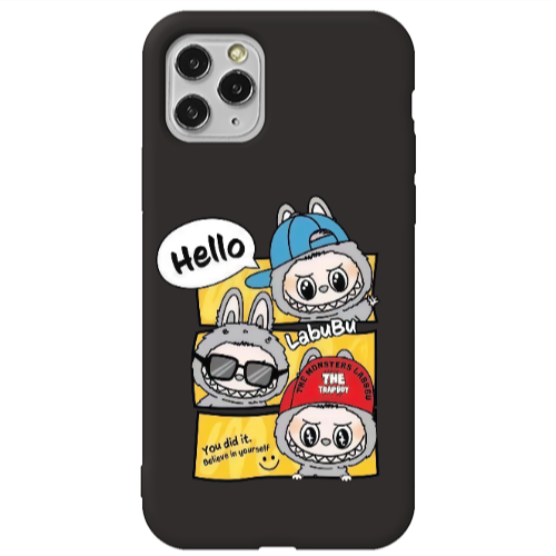 Apple iPhone 11 Pro Max Labubu3 Black Colored Silicone TPU Θήκη