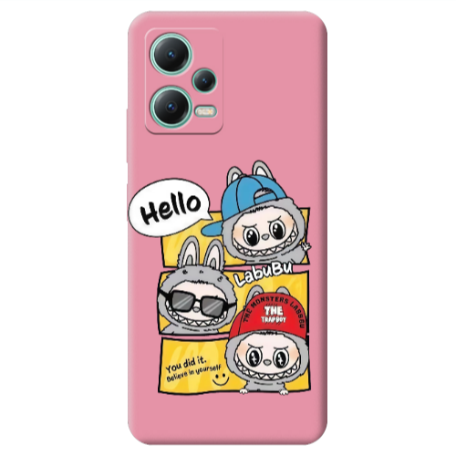 Xiaomi Redmi Note 12 Pro 5G Labubu3 Pink Colored Silicone TPU Θήκη