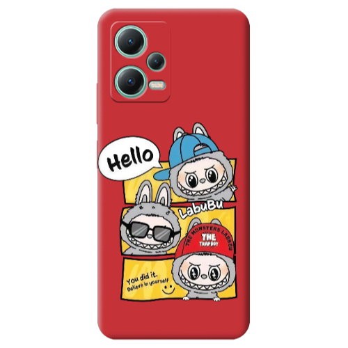 Xiaomi Redmi Note 12 Pro 5G Labubu3 Red Colored Silicone TPU Θήκη