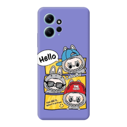 Xiaomi Redmi Note 12 4G Labubu3 Purple Colored Silicone TPU Θήκη