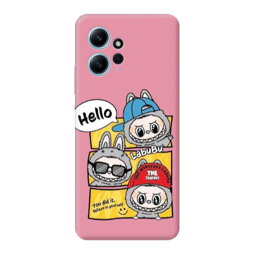 Xiaomi Redmi Note 12 4G Labubu3 Pink Colored Silicone TPU Θήκη