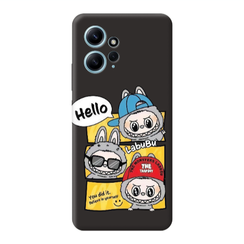 Xiaomi Redmi Note 12 4G Labubu3 Black Colored Silicone TPU Θήκη