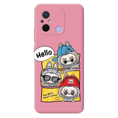 Xiaomi Redmi 12C Labubu3 Pink Colored Silicone TPU Θήκη