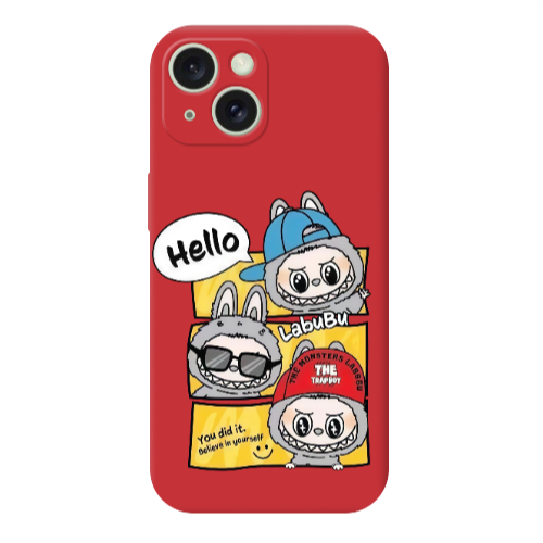 Apple iPhone 15 Labubu3 Red Colored Silicone TPU Θήκη