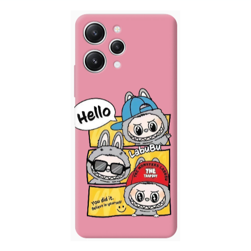 Xiaomi Redmi 12 Labubu3 Pink Colored Silicone TPU Θήκη