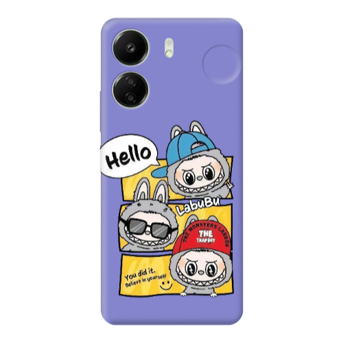 Xiaomi Redmi 13C Labubu3 Purple Colored Silicone TPU Θήκη