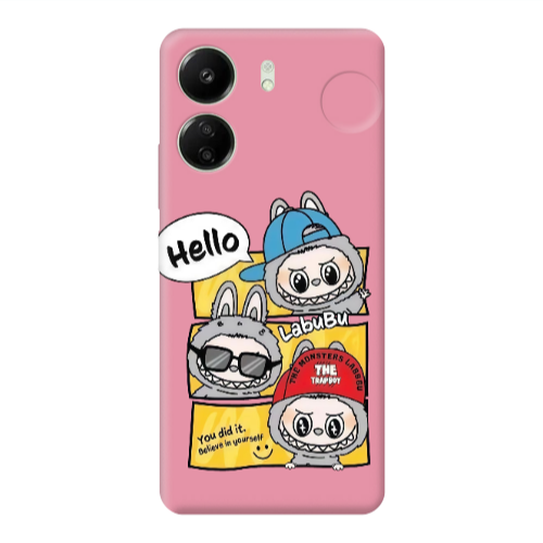 Xiaomi Redmi 13C Labubu3 Pink Colored Silicone TPU Θήκη
