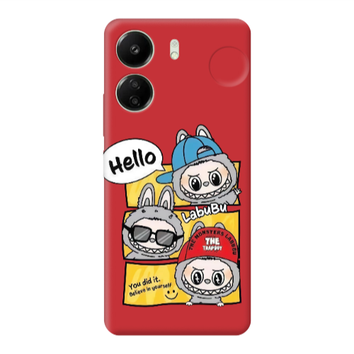 Xiaomi Redmi 13C Labubu3 Red Colored Silicone TPU Θήκη