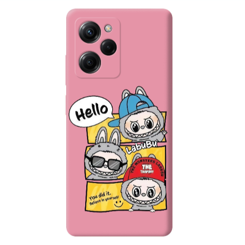 Xiaomi Poco X5 Pro Labubu3 Pink Colored Silicone TPU Θήκη