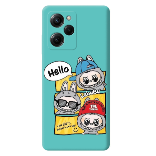 Xiaomi Poco X5 Pro Labubu3 Turquoise Colored Silicone TPU Θήκη