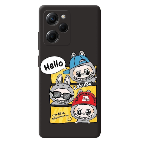 Xiaomi Poco X5 Pro Labubu3 Black Colored Silicone TPU Θήκη
