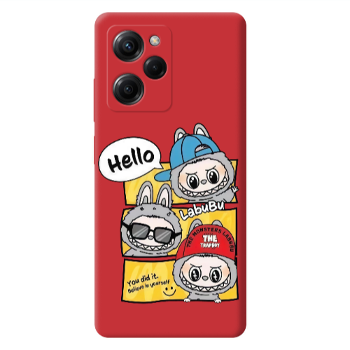Xiaomi Poco X5 Pro Labubu3 Red Colored Silicone TPU Θήκη