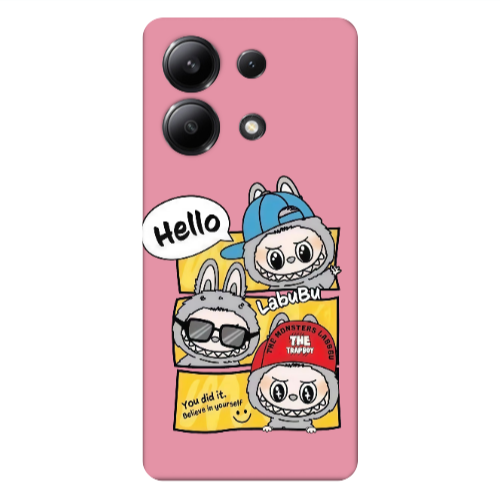 Xiaomi Redmi Note 13 4G Labubu3 Pink Colored Silicone TPU Θήκη