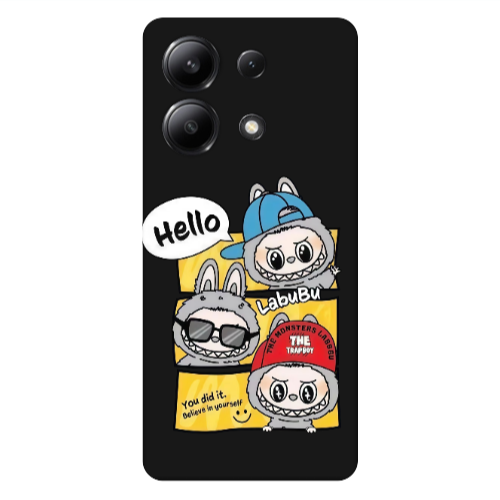 Xiaomi Redmi Note 13 4G Labubu3 Black Colored Silicone TPU Θήκη