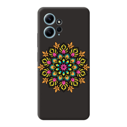 Xiaomi Redmi Note 12 4G Mandala D6 Black Colored Silicone TPU Θήκη
