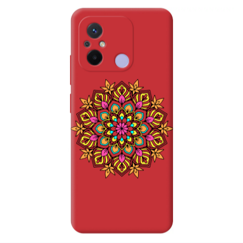 Xiaomi Redmi 12C Mandala D6 Red Colored Silicone TPU Θήκη
