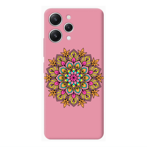 Xiaomi Redmi 12 Mandala D6 Pink Colored Silicone TPU Θήκη