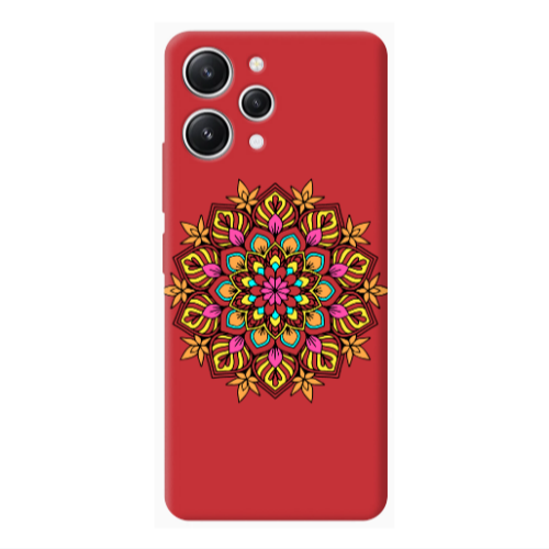 Xiaomi Redmi 12 Mandala D6 Red Colored Silicone TPU Θήκη